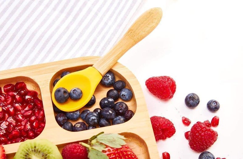 Youkoo kitchen Baby Toddler Stay Put Dish, Kids Suction Plate, Bamboo Cute Tableware (Light green) - Image 4